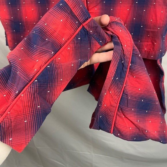 Y2K‎ Victorias Secret Plaid Pajama Set Cotton Red Blue Holiday Comfy Winter Med - Picture 3 of 13